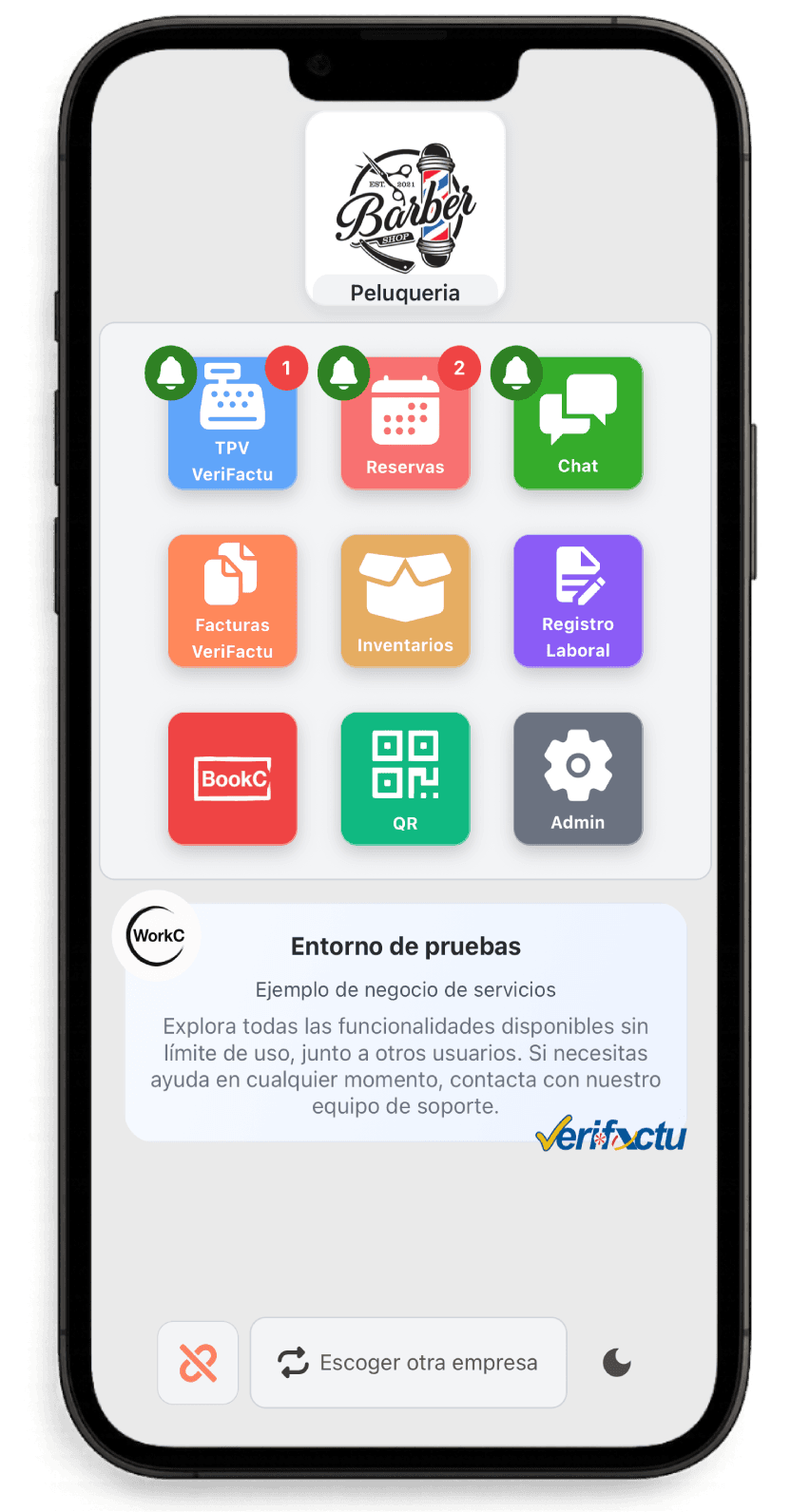 Vista previa de WorkC con VeriFactu