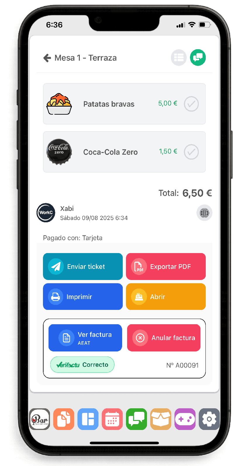 Factura terminada con Verifactu