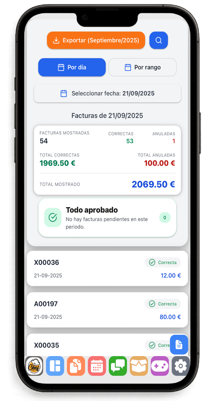 Listado de facturas VeriFactu: emitidas, anuladas y ordenadas