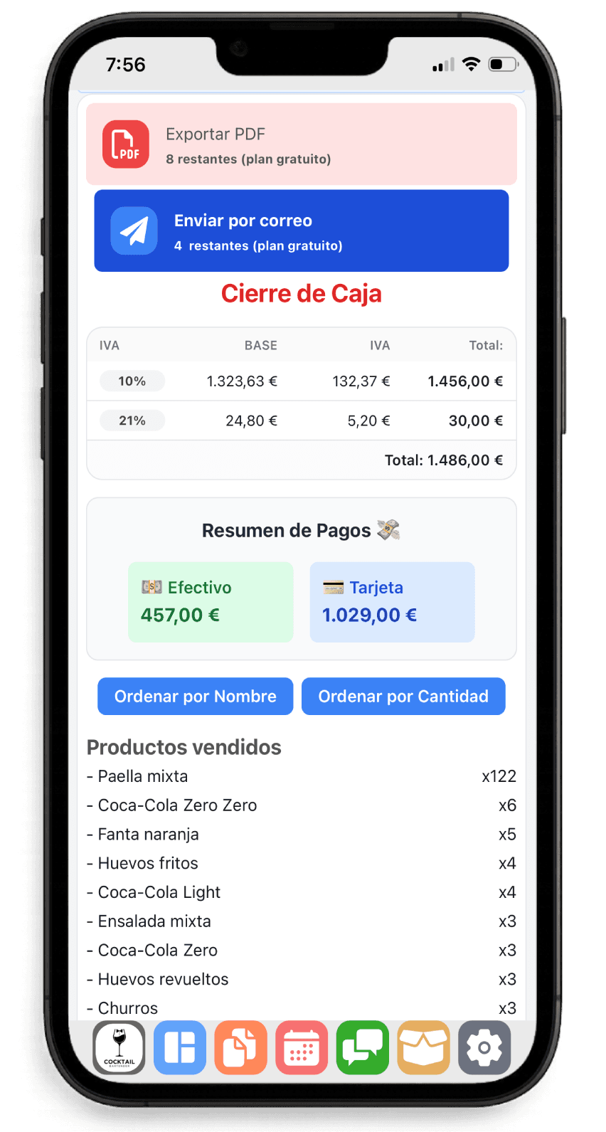 Informe de caja y ventas por zona