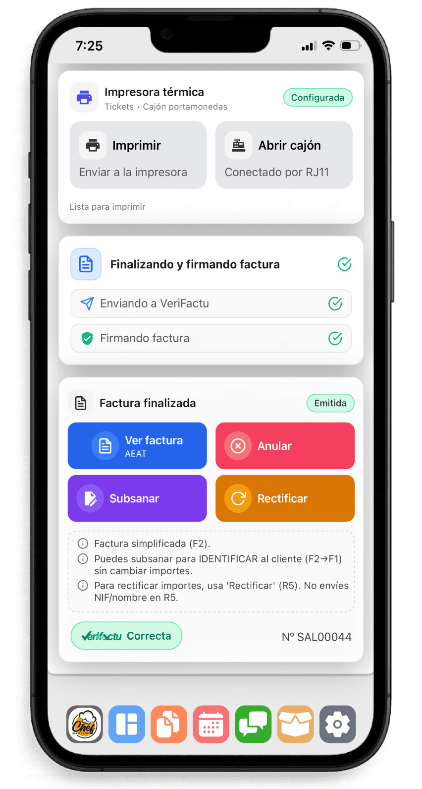 Factura terminada y aprobada en Verifactu